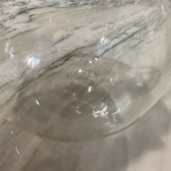 Vtg Pyrex glass beverage server/gold art deco handle (no top)